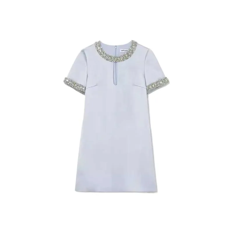 Self portrait Short Sleeved Dresses Women's Misty Blue-0