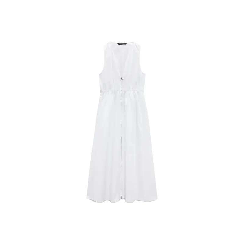 ZARA Sleeveless Dresses Women's White-0