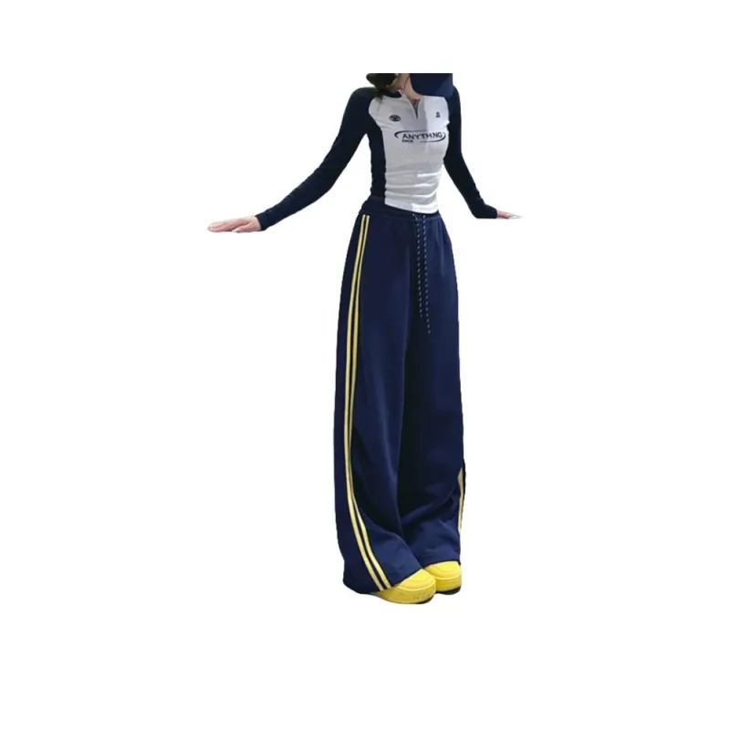 FORLOVENANCY High Rise Loose Fit Elastic Cuff Sports Floor Length Wide Leg Pants Women's-10