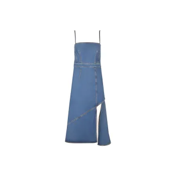 Alexander McQueen Asymmetric Denim Midi Dress