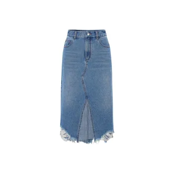 JZ Juzui Denim Long Skirts Women's Blue Shades