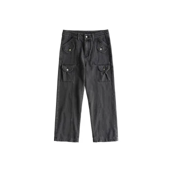 BLUELANDINC Straight Moderate Jeans Women's Black Gray Color