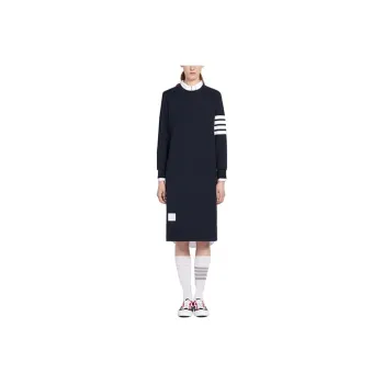 THOM BROWNE 4 Bar Long Sleeved Sweatshirt Dress
