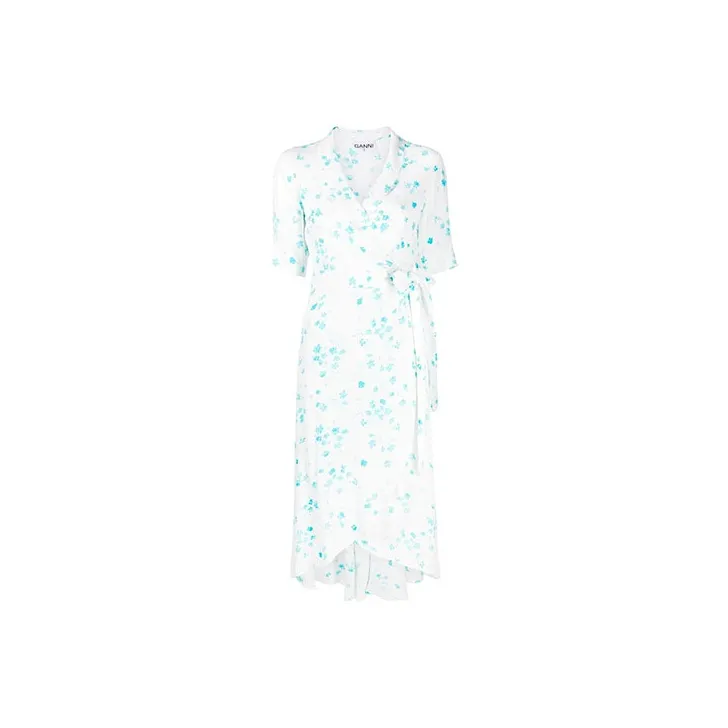 GANNI Short-Sleeved Dresses Women's White-0