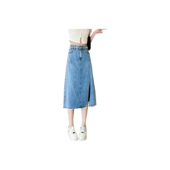 Jean West Denim Long Skirts Women's Blue
