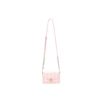 MCM Millie Visetos Artificial Leather Envelope Bag, Chain Bag, Crossbody Bag, Shoulder Bag Small Size Women's Pink