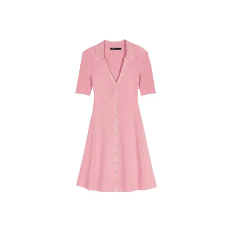 Maje Short Sleeved Dresses Women's Light Peach Red-0