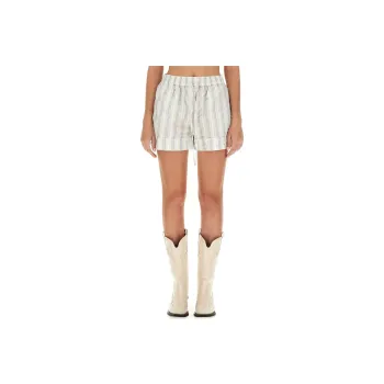 GANNI Striped Seersucker Shorts