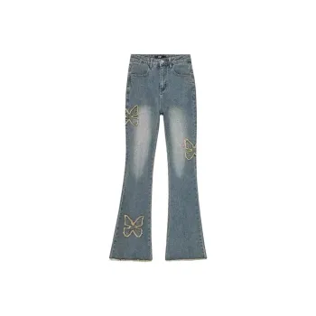 YuChaJia Jeans Women's Butterfly Bootcut