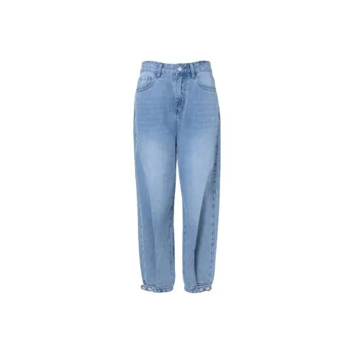 LOFT SHINE Tapered Pants Jeans Women's Blue