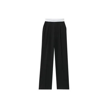 Alexander Wang High Waisted Pleated Logo Elastic Pant Black