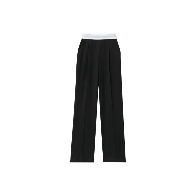 Alexander Wang High Waisted Pleated Logo Elastic Pant Black-0