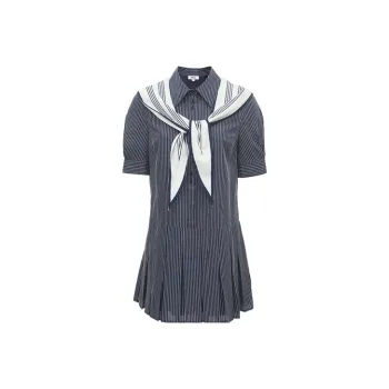 ONLY Short Sleeved Dresses Women's Dark Blue White Stripes BLUE STRIPE NAVY