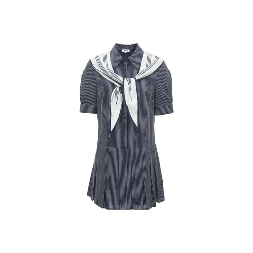 ONLY Short Sleeved Dresses Women's Dark Blue White Stripes BLUE STRIPENAVY