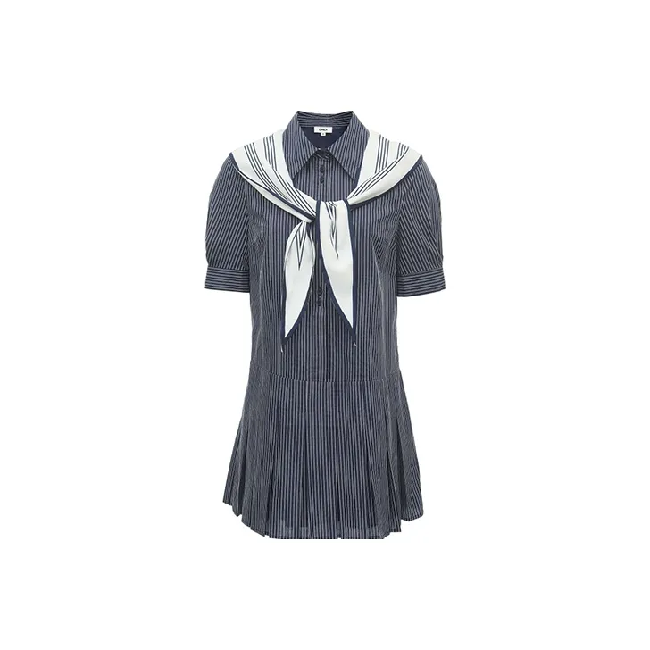 ONLY Short Sleeved Dresses Women's Dark Blue White Stripes BLUE STRIPE NAVY-0