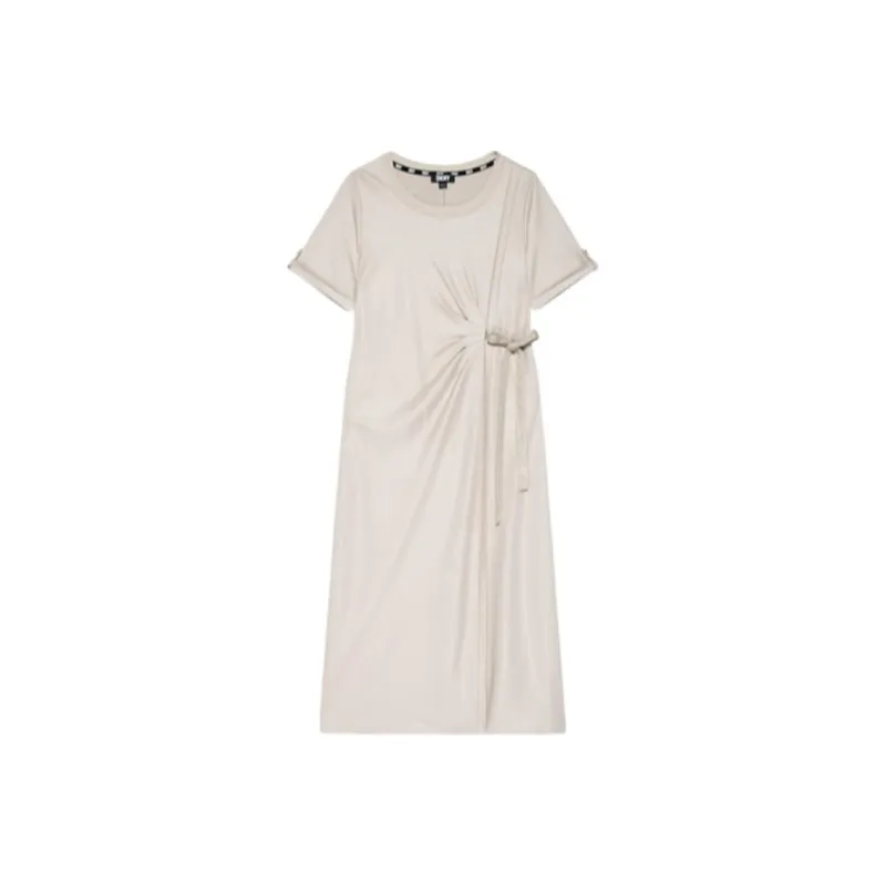 DKNY Short Sleeved Dress Women's Beige-0