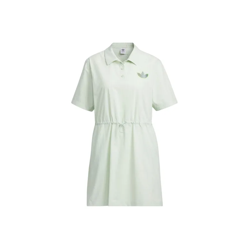 Adidas Originals Short Sleeved Dresses Women's Linen Green-0