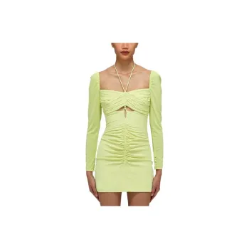 Self portrait SS22 Long Sleeved Dresses Women's Lemon