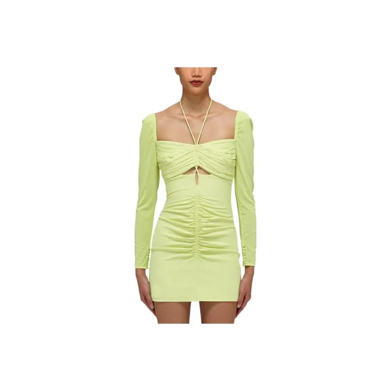 Self portrait SS22 Long Sleeved Dresses Women's Lemon-0