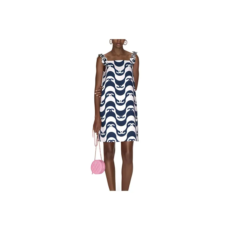 CHANEL Sleeveless Dress Women's Navy-0
