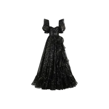 Selkie Collection FW24 Short Sleeved Dress Women's Black Base With Black Bead Plate