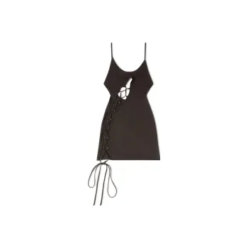 HERON PRESTON Logo Patch Lace Up Mini Dress