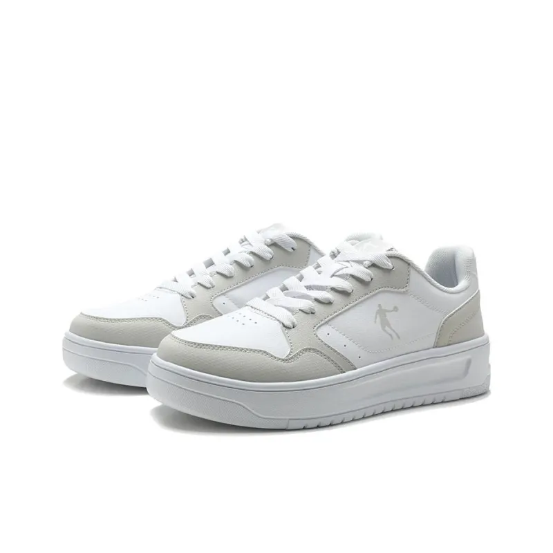 QIAODAN Slip Resistant Cushioning Lightweight Low Top Skateboard Shoes Men's Jordan White Crescent Gray-5