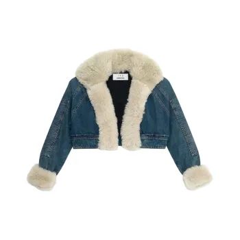 SAMI MIRO VINTAGE x IRO FW24 DENIM SHEARLING JACKET Puffer Jacket Women's Blue