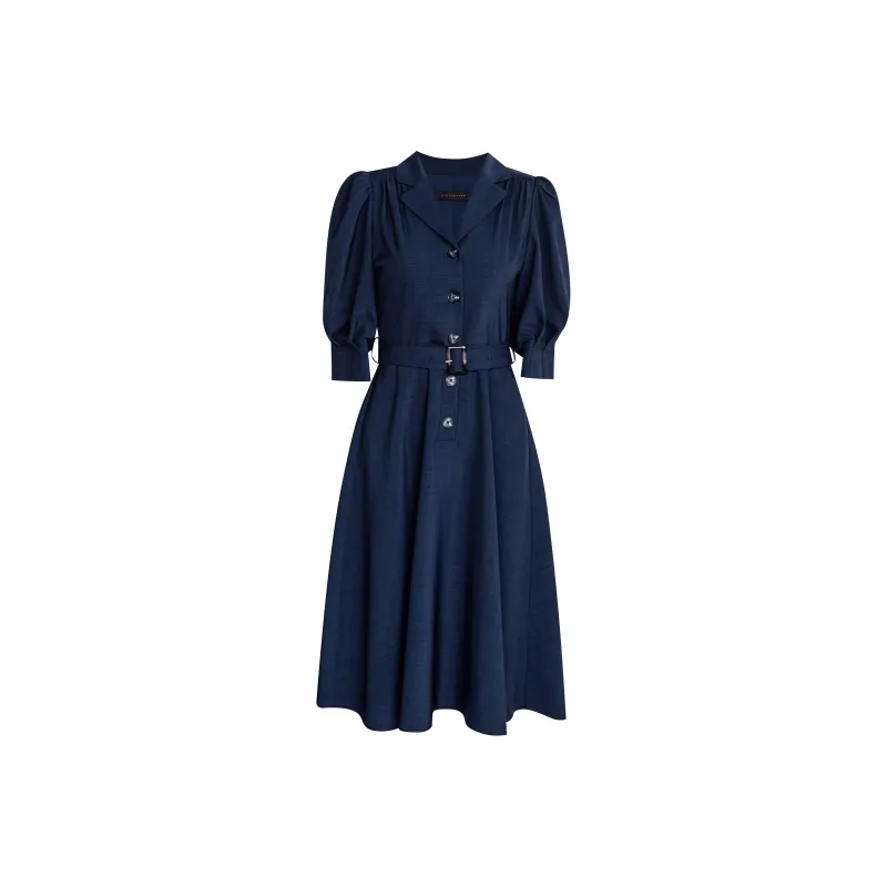ROEYSHOUSE Short Sleeved Dress Women's Navy Blue-0