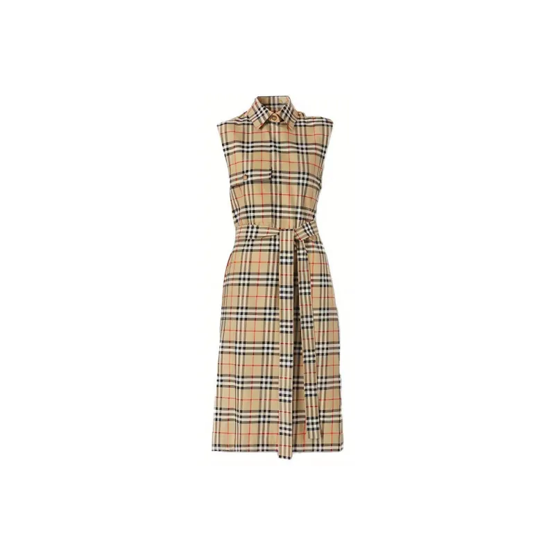 Burberry Sleeveless Dresses Women's Beige-0