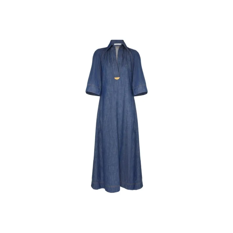 Zimmermann FW24 Short-Sleeved Dresses Women's Railroad Blue-0