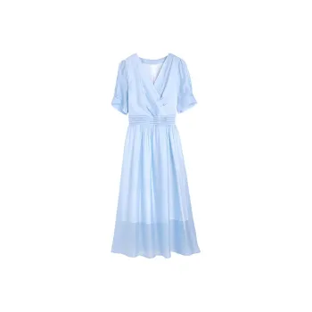 Hang Yi Court SS24 Short Sleeved Dress Women's Blue