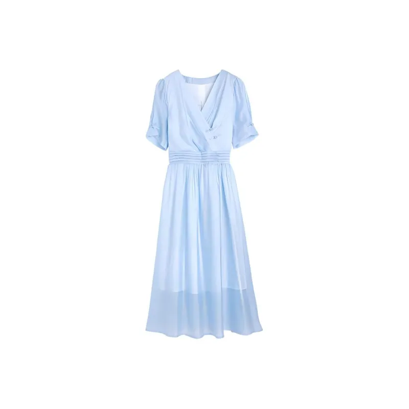 Hang Yi Court SS24 Short Sleeved Dress Women's Blue-0
