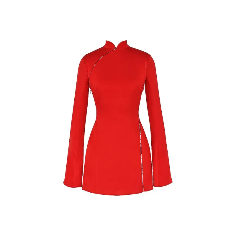 HOUSE OF CB ALYSSA Long Sleeved Dress Women's SCARLET/Vermilion-0