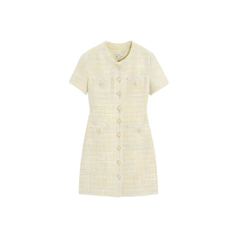 Bebe Short Sleeved Dress Women's Yellow-0