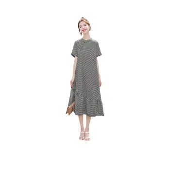 Cypress House Short Sleeved Dresses Women's Black White Plaid