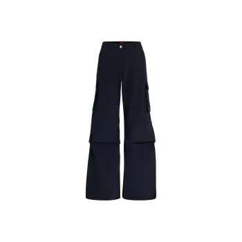 HUGO BOSS Relaxed-Fit Cargo Trousers With A Wide Leg Cargo Pants Women's Blue