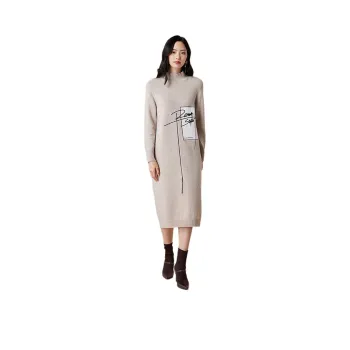 BBLLUUEE Long Sleeved Dress Women's Vanilla Apricot