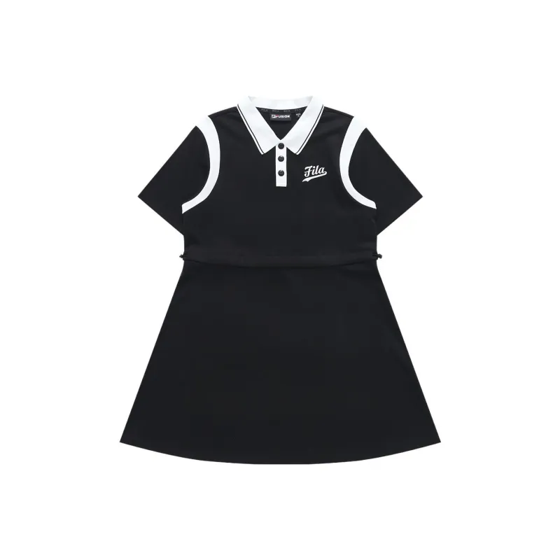 FILA FUSION Short Sleeved Dresses Women's Pitch Black-0