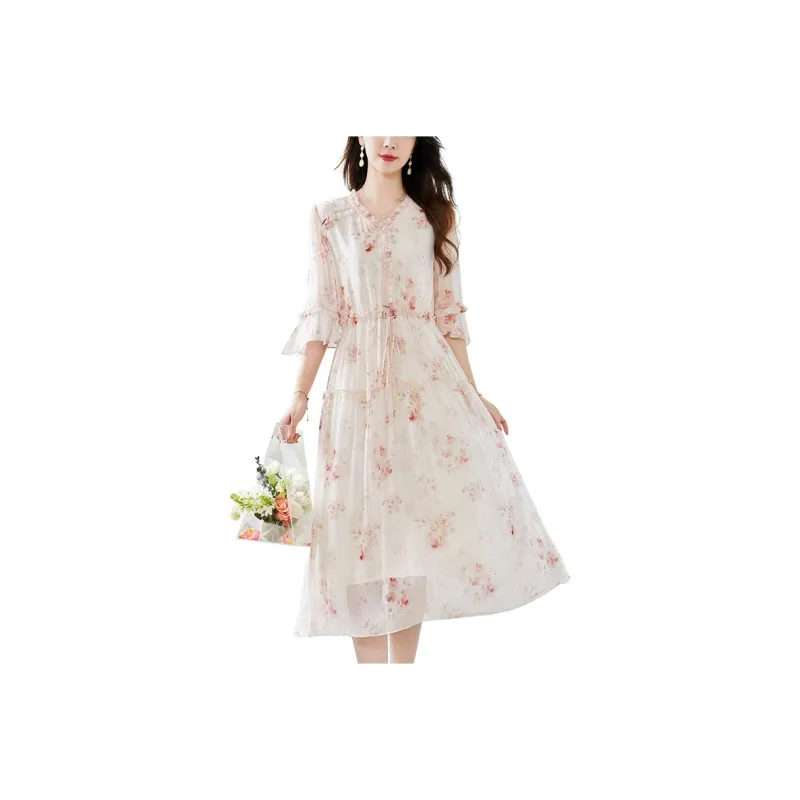 To The West Long Sleeved Dresses Women's Pink-0