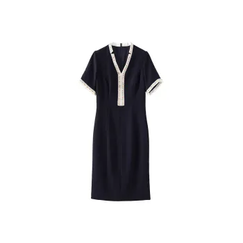 CHARM PICK Short Sleeved Dresses Women's Navy Blue