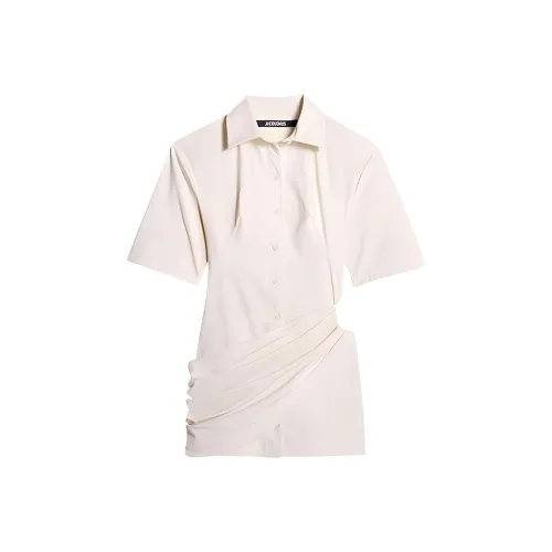 Jacquemus Camisa Draped Mini Shirt Dress
