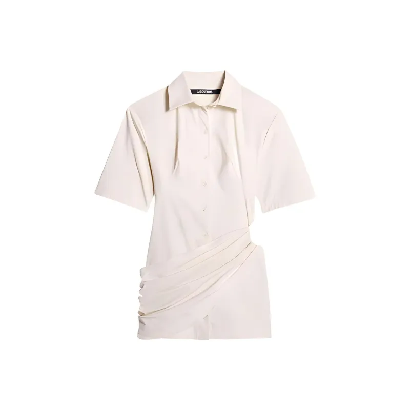 Jacquemus Camisa Draped Mini Shirt Dress-0