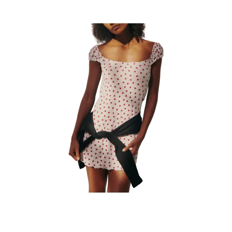 FREE PEOPLE Heritage Heart Chemise Short-Sleeved Dresses Women's White Tango/White Explore Romance-0
