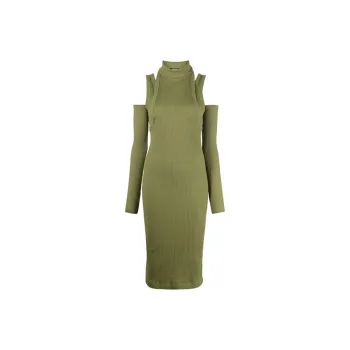 BALMAIN FW21 Long Sleeved Dress Women's Green