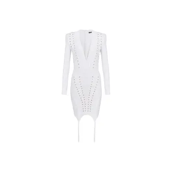 BALMAIN Lace up Detail Knitted Dress