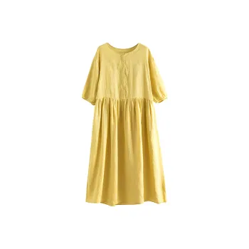 ZIMO Short Sleeved Dresses Women's Light Yellow