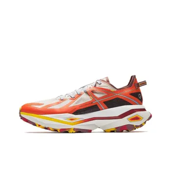 Anta Cushioning Slip Resistant Low Top Trail Running Shoes Men's Beige Orange