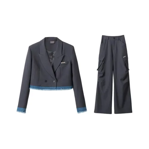 RA&RN Business Suits Women's Gray Blue