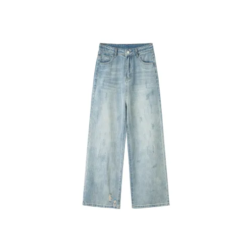 Wen Shan Jeans Women's Beige Khaki Blue